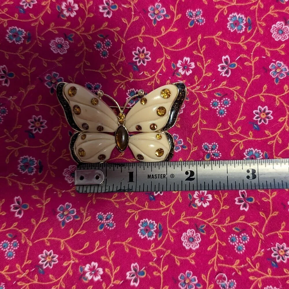 Butterfly Brooch Rhinestone Fairy Festival‎ Pin Costume Boho Gold Statement